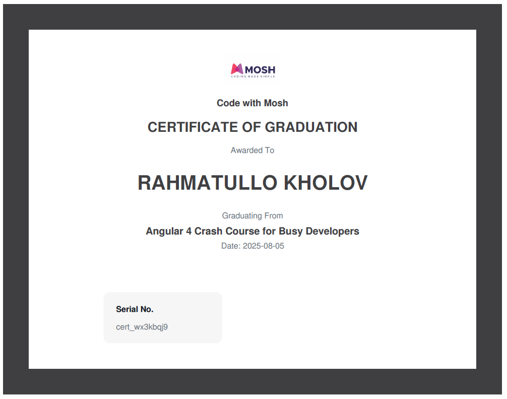 Angular Certificate